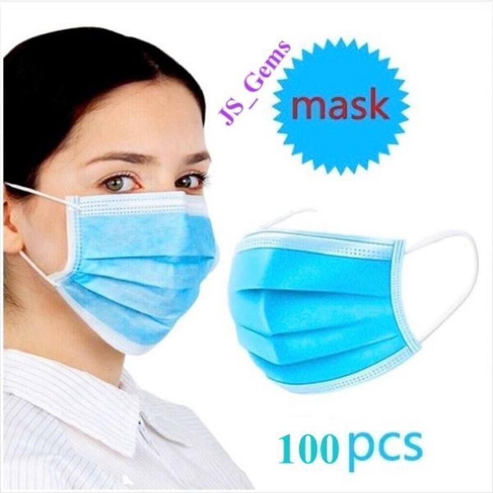 2 New Unisex 50 Box Blue & White Disposable Face Masks